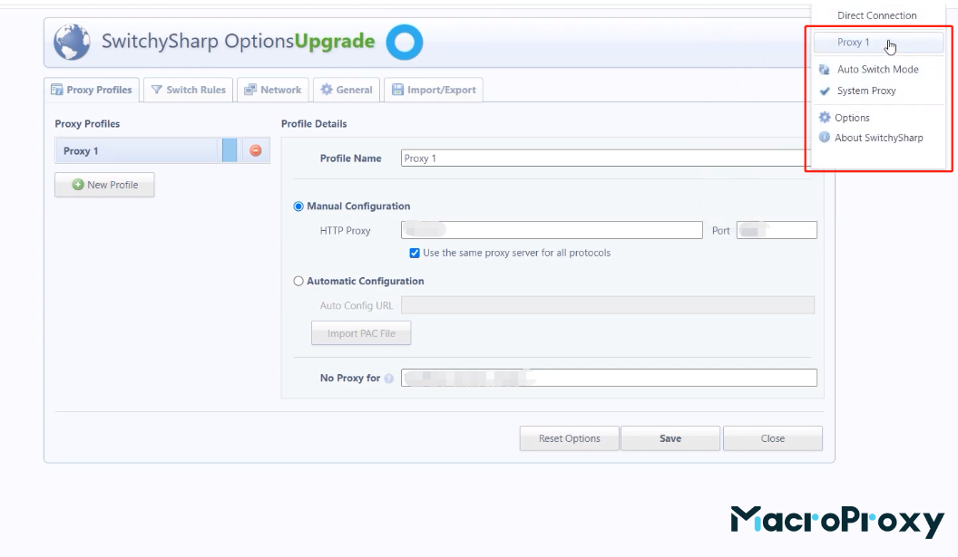 Switching Between Proxy Profiles