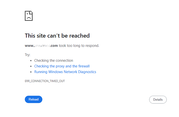 chrome ERR_CONNECTION_TIMED_OUT Error