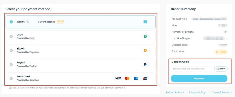 MacroProxy payment