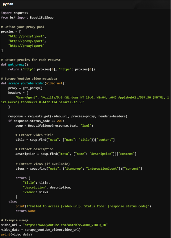 Code Example: Scraping YouTube Video Metadata