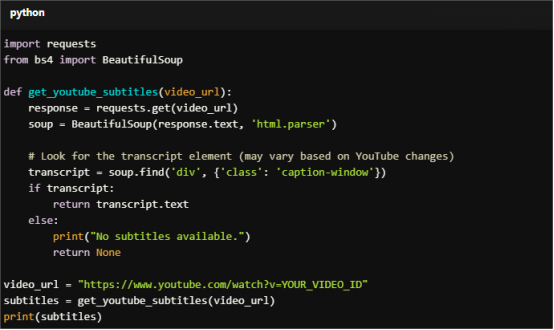 Scrap YouTube Subtitles Example
