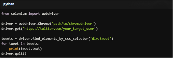 Selenium: Use Selenium to scrape tweets