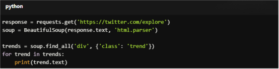 Web Scraping: Extract trending hashtags from the homepage